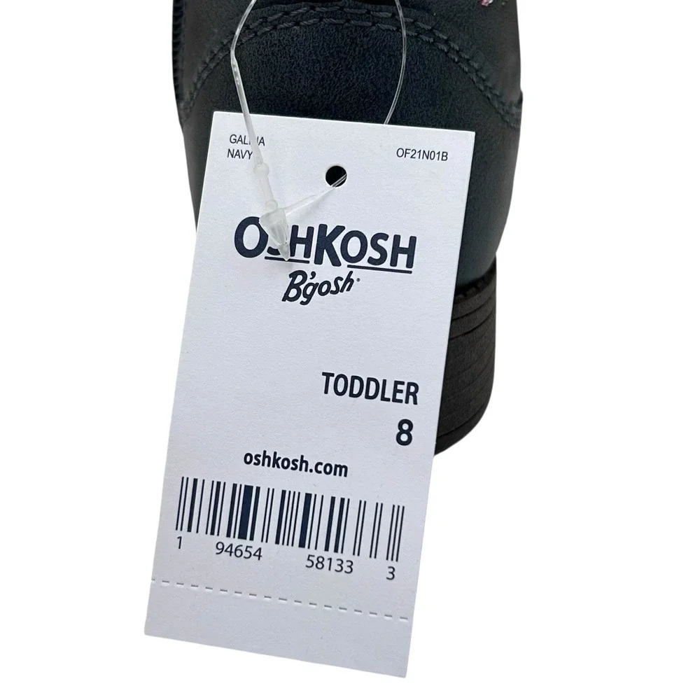 OshKosh BGosh Toddler Girls Ankle Boot Size 8 Navy Blue Flower‎ Accent Side Zip